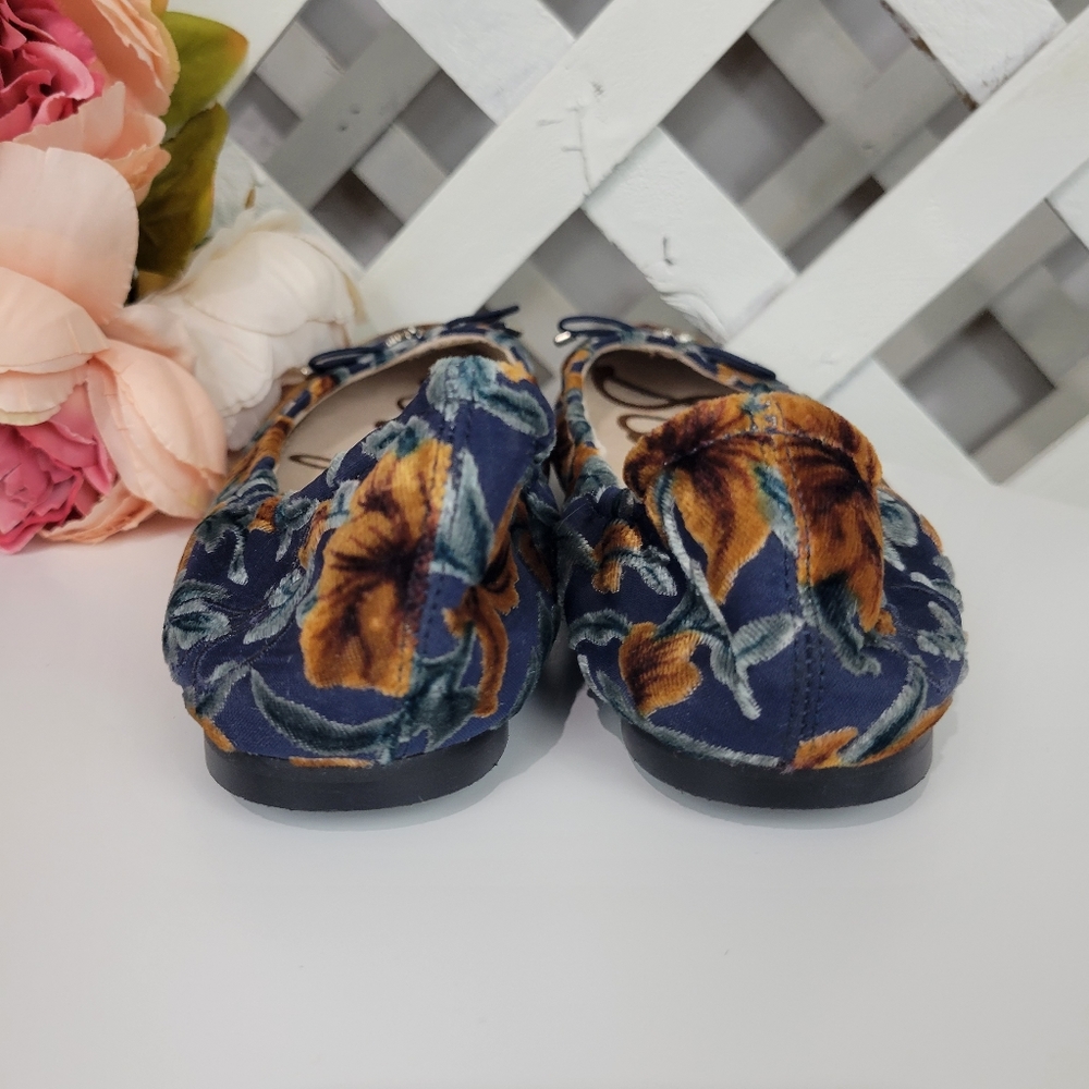 Sam Edelman Felicia Ballet Flat Baltic Navy Floral Velvet Flat Size 7.5 - Picture 6 of 8
